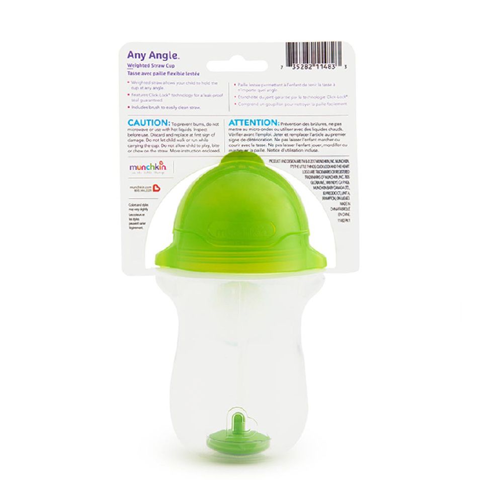 Munchkin - Any Angle Click Lock Weighted Straw Toddler Sippy Cup 12m+ - 296ml - Green