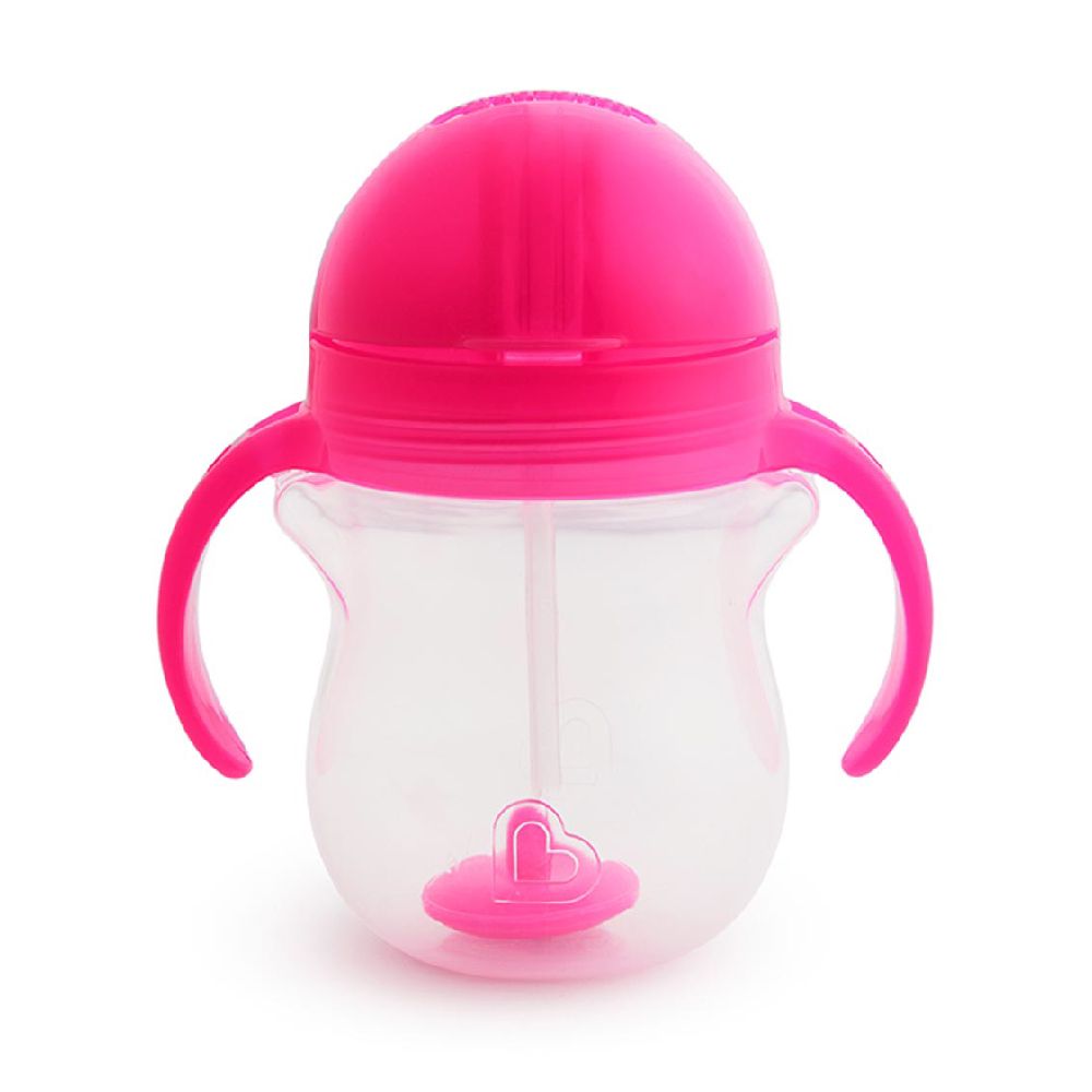 Munchkin - Any Angle Click Lock Weighted Straw Baby Trainer Cup 6m+ - 207ml - Pink