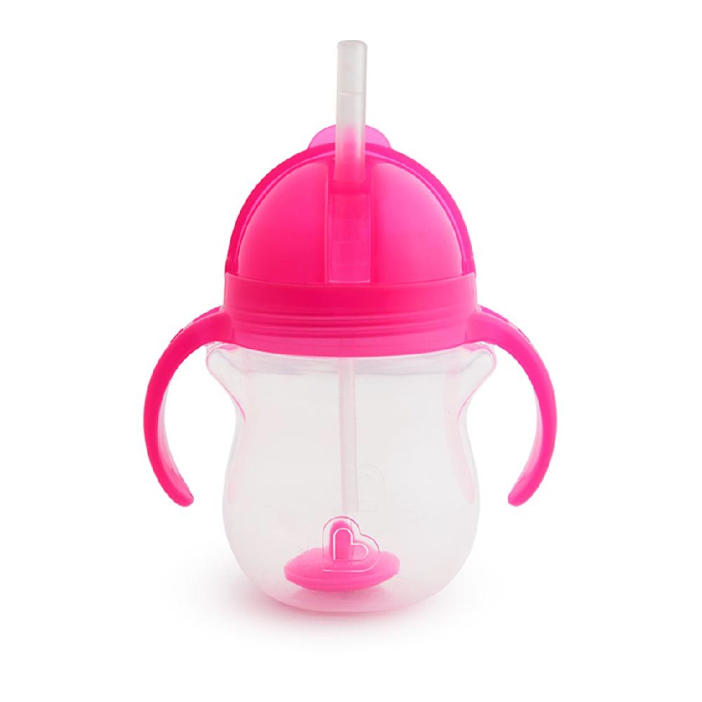 Munchkin - Any Angle Click Lock Weighted Straw Baby Trainer Cup 6m+ - 207ml - Pink