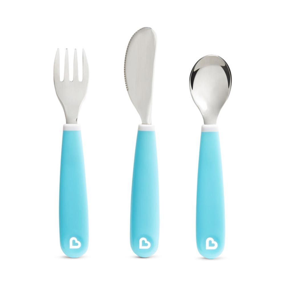 Munchkin - Splash Toddler Fork, Knife & Spoon Set, Blue 18m+