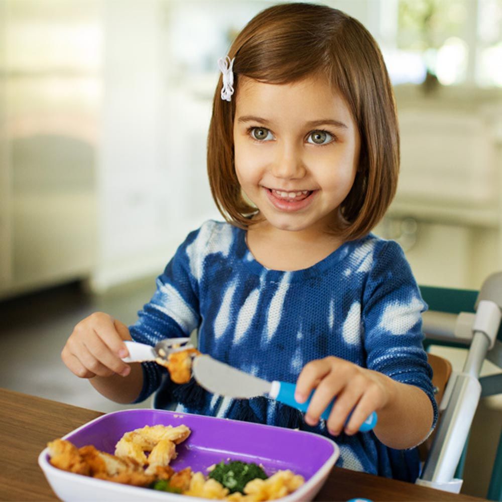 Munchkin - Splash Toddler Fork, Knife & Spoon Set, Blue 18m+