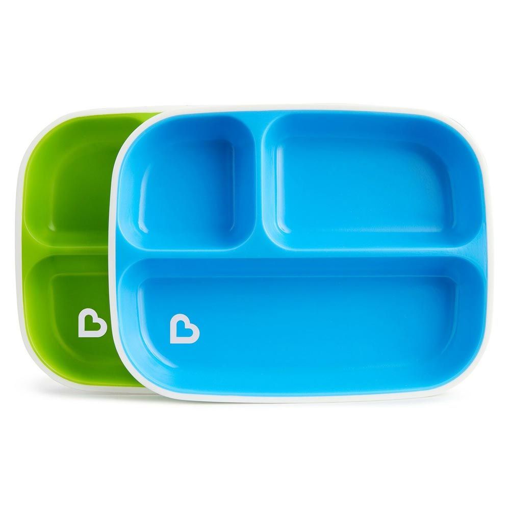 Munchkin - Splash 4 Piece Toddler Divided Plates - Blue & Green