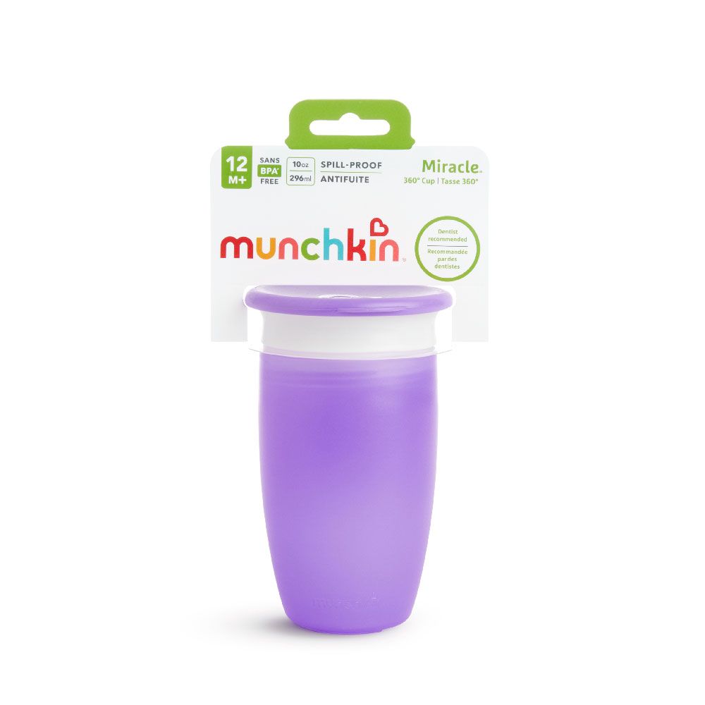 Munchkin - Miracle 360 Degree Baby Sippy Cup 12m+ with Lid - 296 ml - Purple