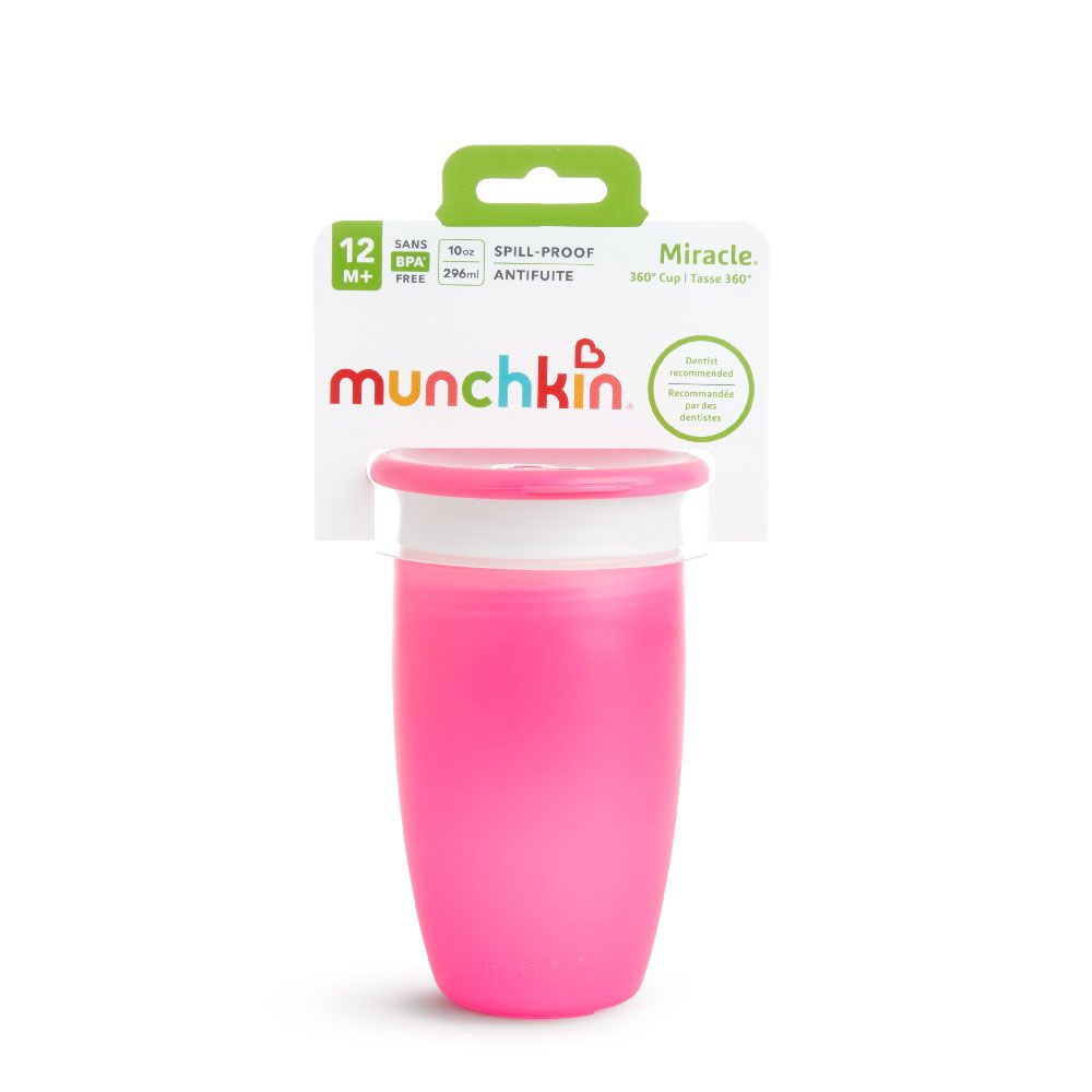 Munchkin - Miracle 360 Degree Baby Sippy Cup 12m+ with Lid - 296 ml - Pink