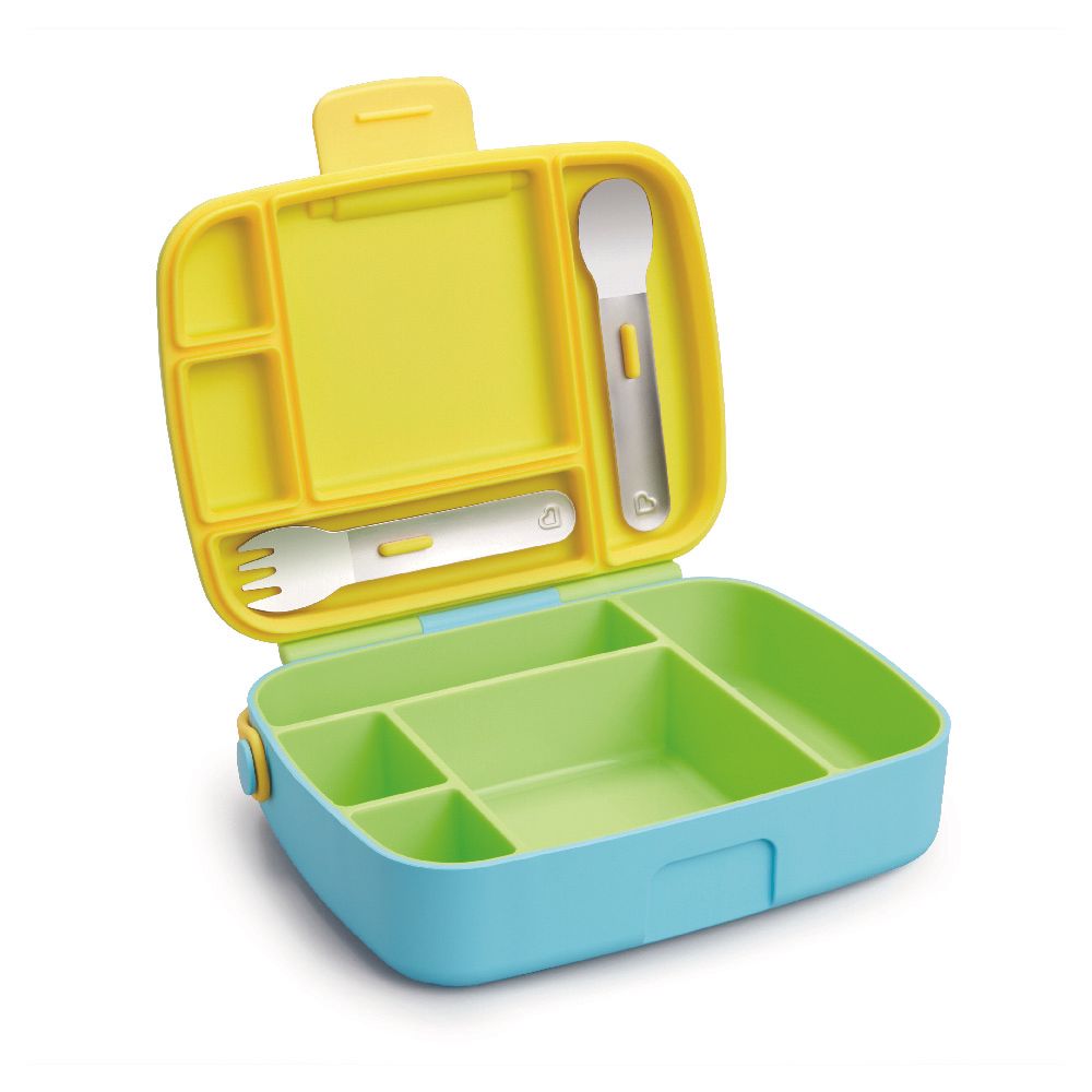 Munchkin - Lunch Bento Box with Stainless Steel Utensils 18m+ - Green