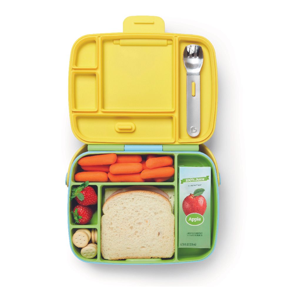 Munchkin - Lunch Bento Box with Stainless Steel Utensils 18m+ - Green