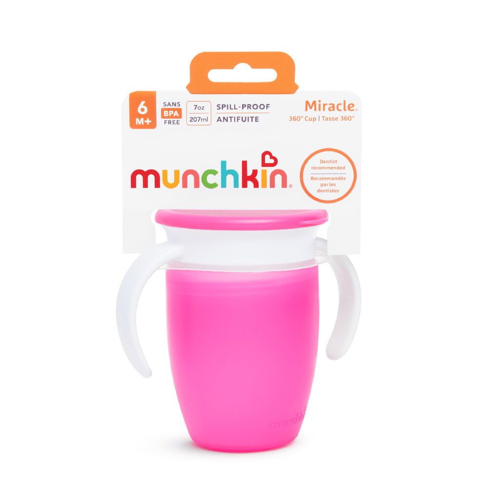 Munchkin - Miracle 360 Degree Baby Trainer Cup with Lid 6m+ - 207ml - Pink