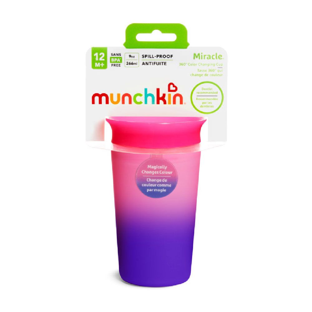 Munchkin - Miracle 360 Degree Colour Changing Toddler Sippy Cup 12m+ - 266ml - Pink