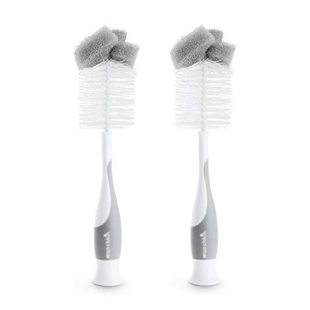 Munchkin - Sponge 2-In-1 Bottle Brush - Pack of 2 - Grey