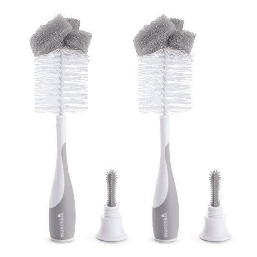 Munchkin - Sponge 2-In-1 Bottle Brush - Pack of 2 - Grey