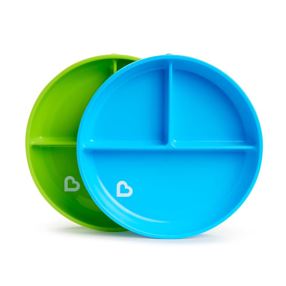 Munchkin - Stay Put Divided Plates - Pack of 2 - Blue & Green 