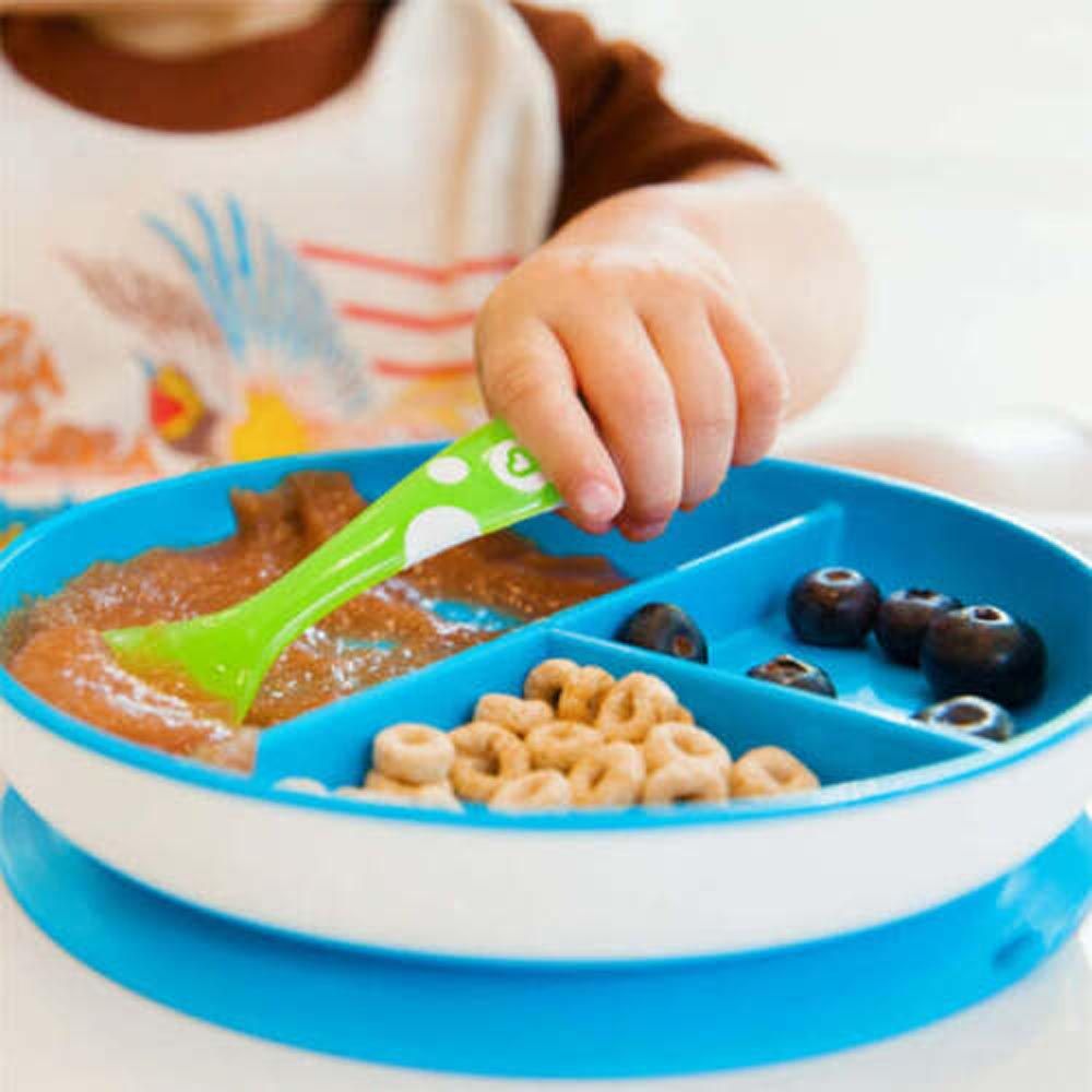 Munchkin - Stay Put Divided Plates - Pack of 2 - Blue & Green 