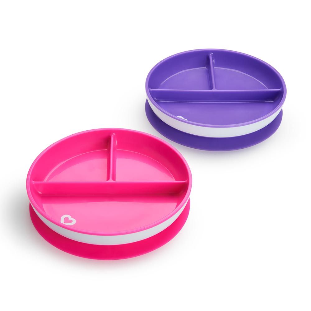 Munchkin - Stay Put Divided Plates - Pack of 2 - Pink & Purple