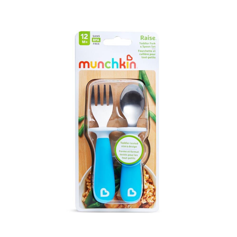 Munchkin - Raise Toddler Fork & Spoon Set 12m+ - Blue - Pack of 2