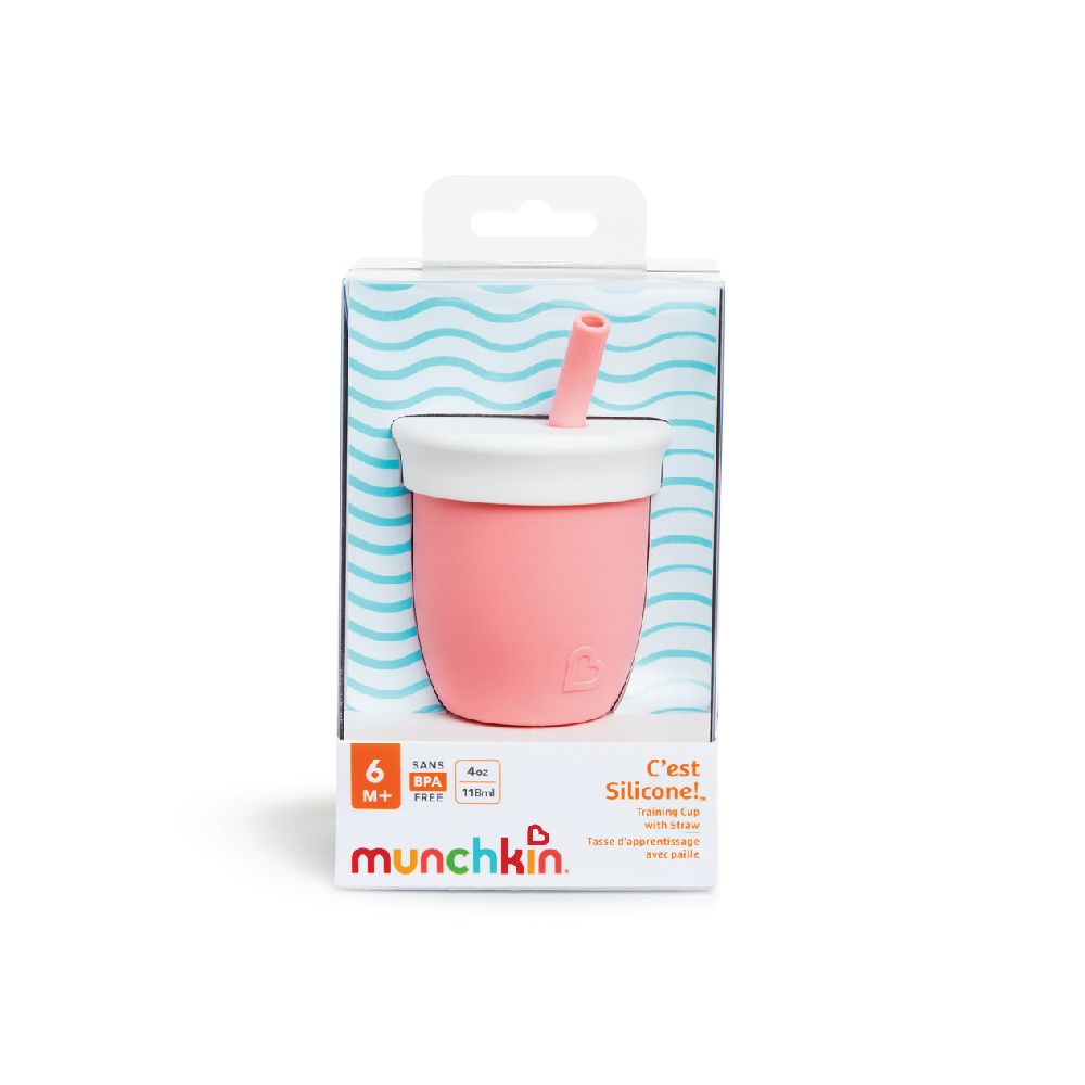 Munchkin - C'est Silicone Baby Straw Cup 6m+ - 120ml - Coral