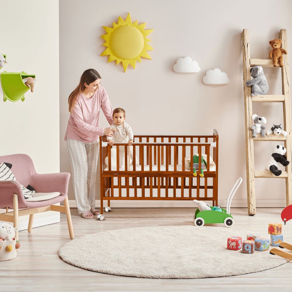 Moon - Wooden Portable Crib - Golden Brown