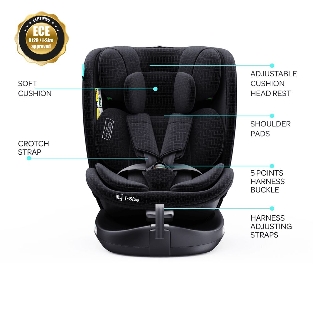 Moon - Gyro Pro I-Size 360 Degree Rotating Car Seat - Black