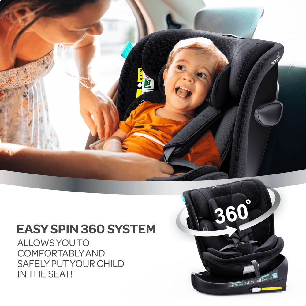 Moon - Gyro Pro I-Size 360 Degree Rotating Car Seat - Black