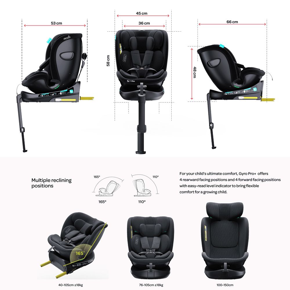 Moon - Gyro Pro Plus I-Size 360 Degree Rotating Car Seat - Black