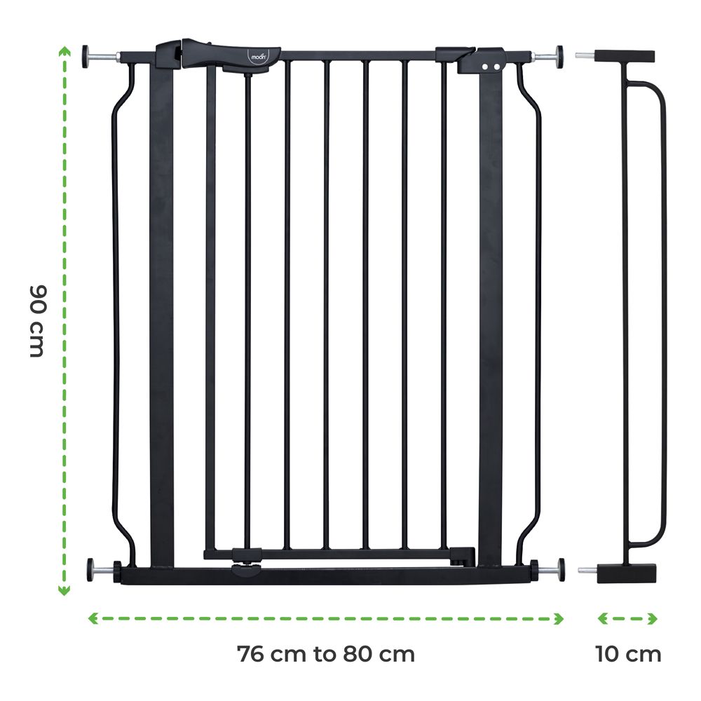 Moon - Secura Safety Gate With 10 cm Extension - Black - 76-80 cm