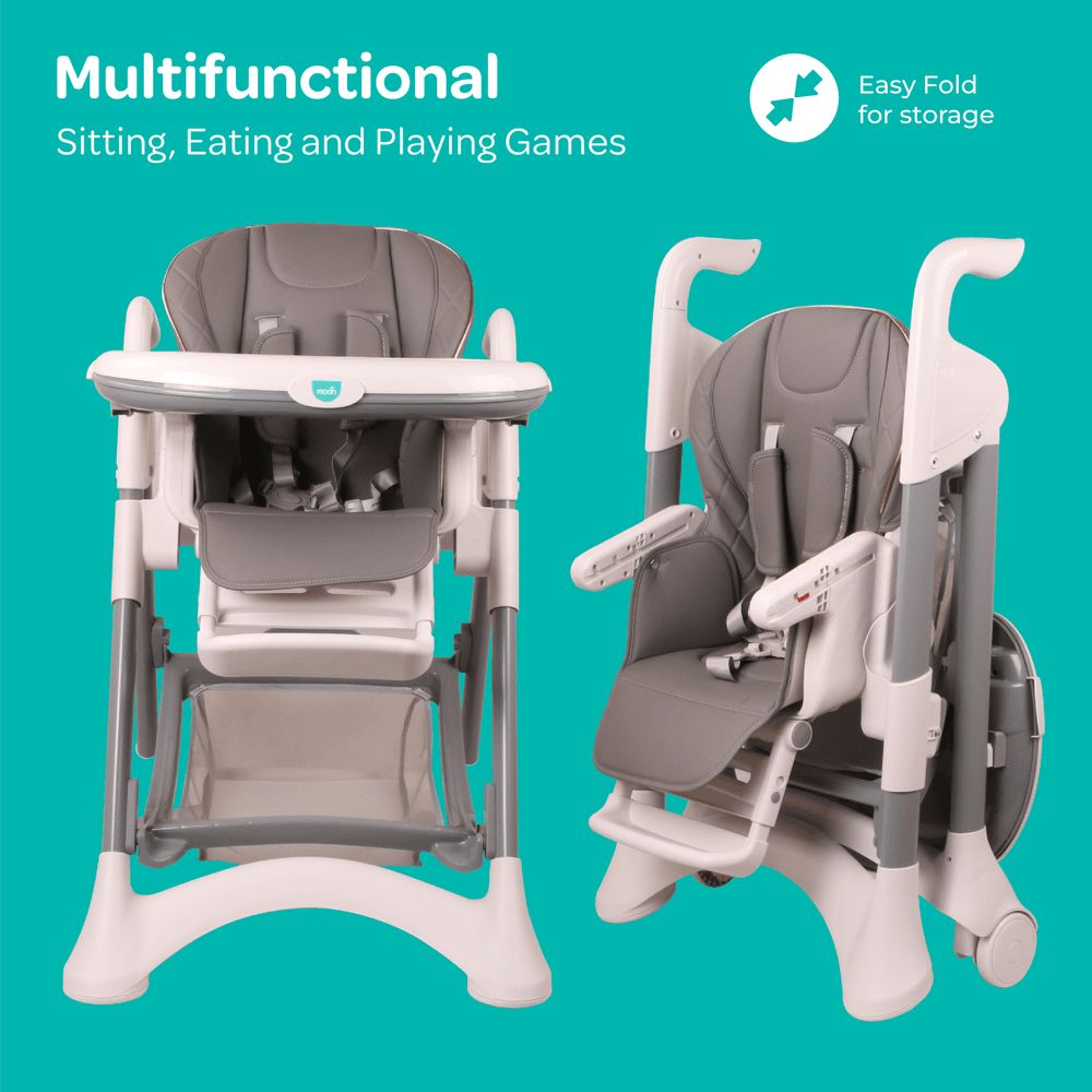 Moon - Trestle Foldable Baby High Chair - Grey