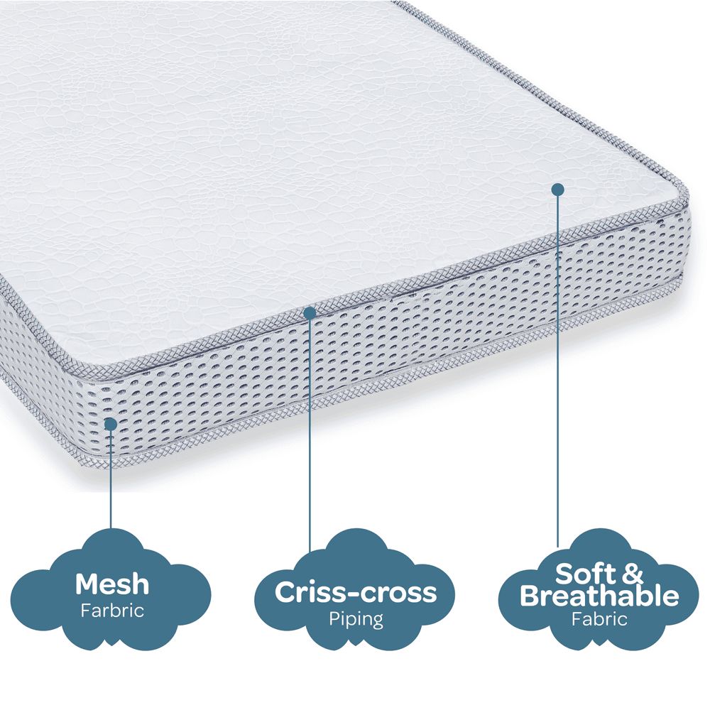 Moon - Foam Baby Crib Mattress - White - 70 x 140 x 10cm