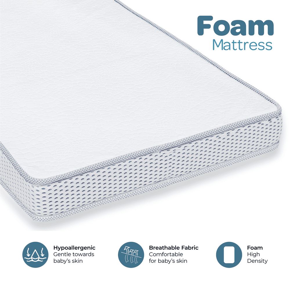 Moon - Foam Baby Crib Mattress - White - 70 x 133 x 10cm