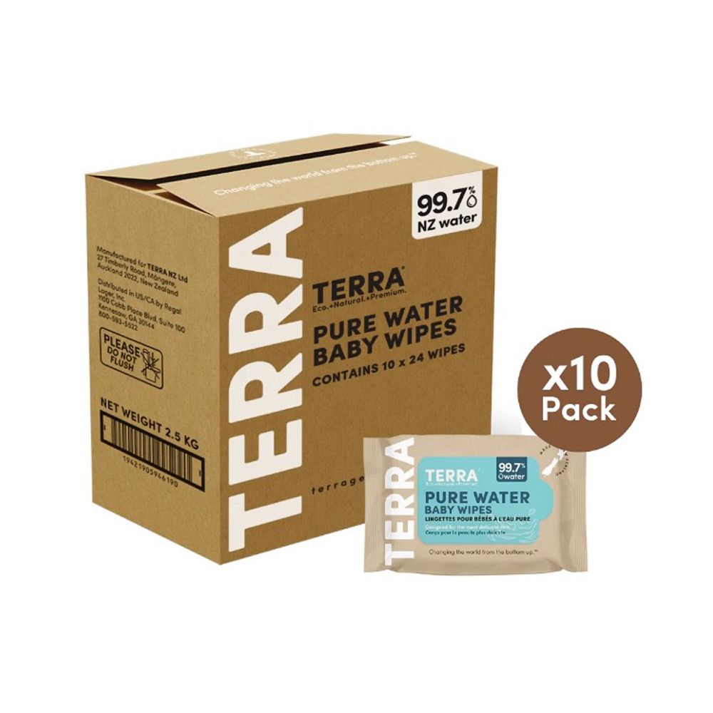 Terra - Pure Water Baby Wipes - Pack of 10 - 240s