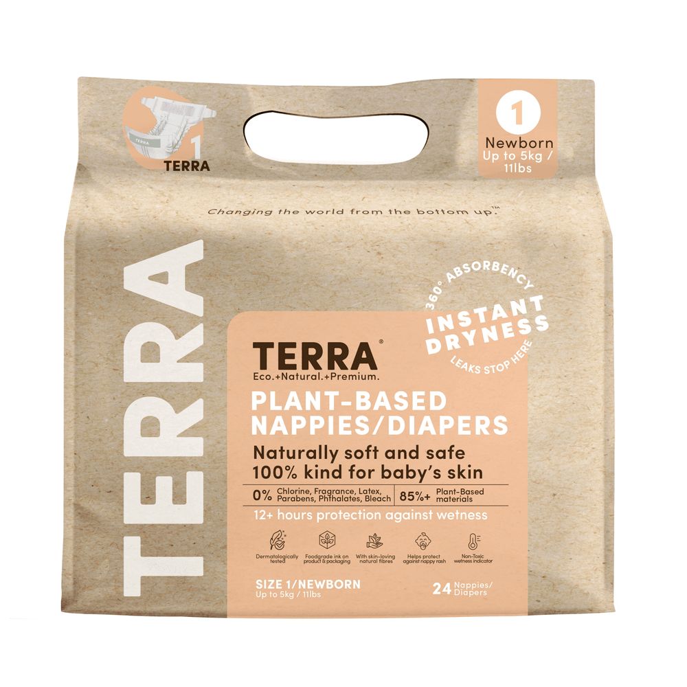 Terra Gentle - Plant-Based Diapers - Size 1 - Upto 5 kg - 24 Pcs