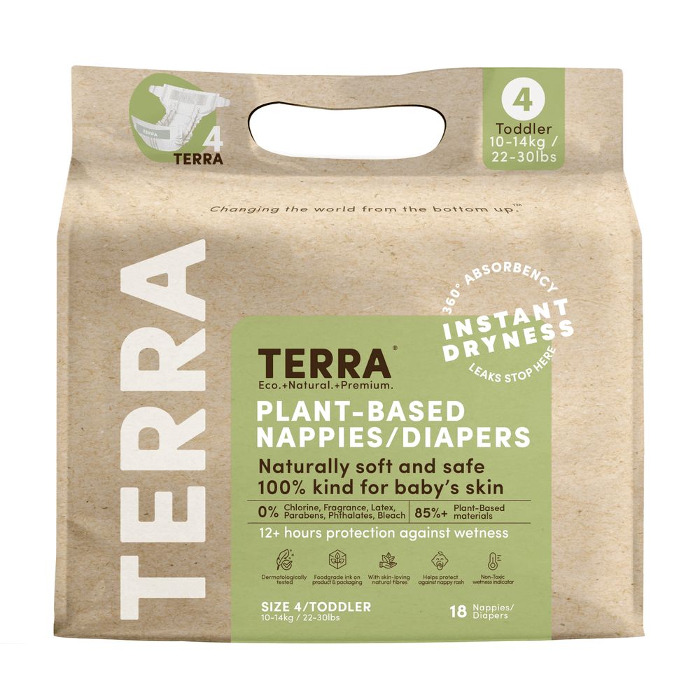 Terra Gentle - Plant-Based Diapers - Size 4 - 10-14 kg - 18 Pcs