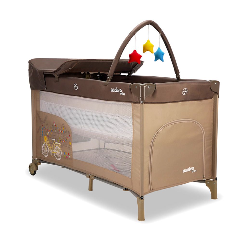 Asalvo - Complete Amsterdam Travel Cot - Brown