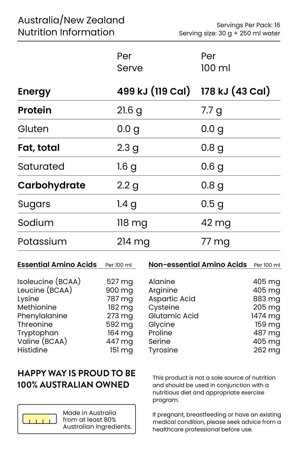 Happy Way - Whey Chocolate Protein Powder - 500g