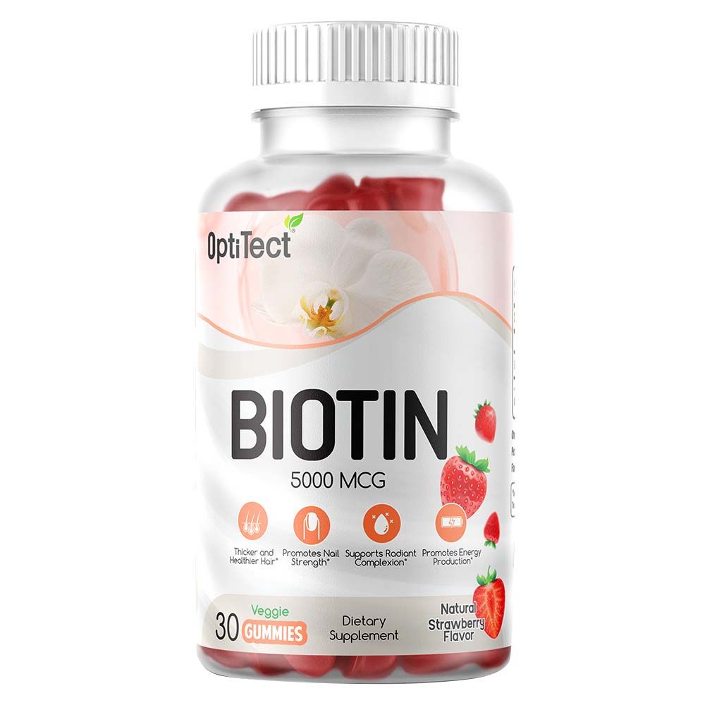 Optitect - Biotin Veggie Gummies - Strawberry - 5000 MCG - 30's