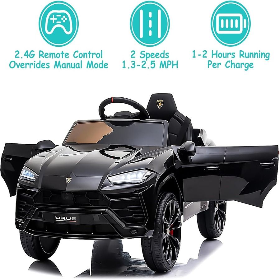 Factual Toys - Officially Licensed Lamborghini Urus Kids Electric Ride On Car 12V - Black