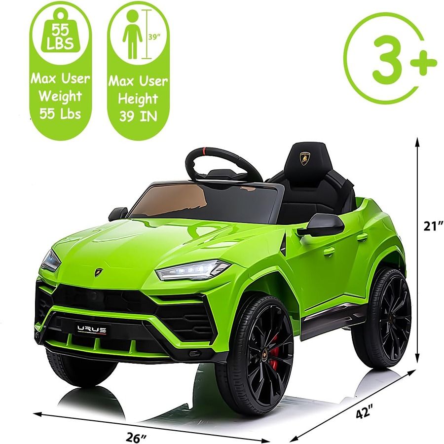 Factual Toys - Officially Licensed Lamborghini Urus Kids Electric Ride On Car 12V - Green