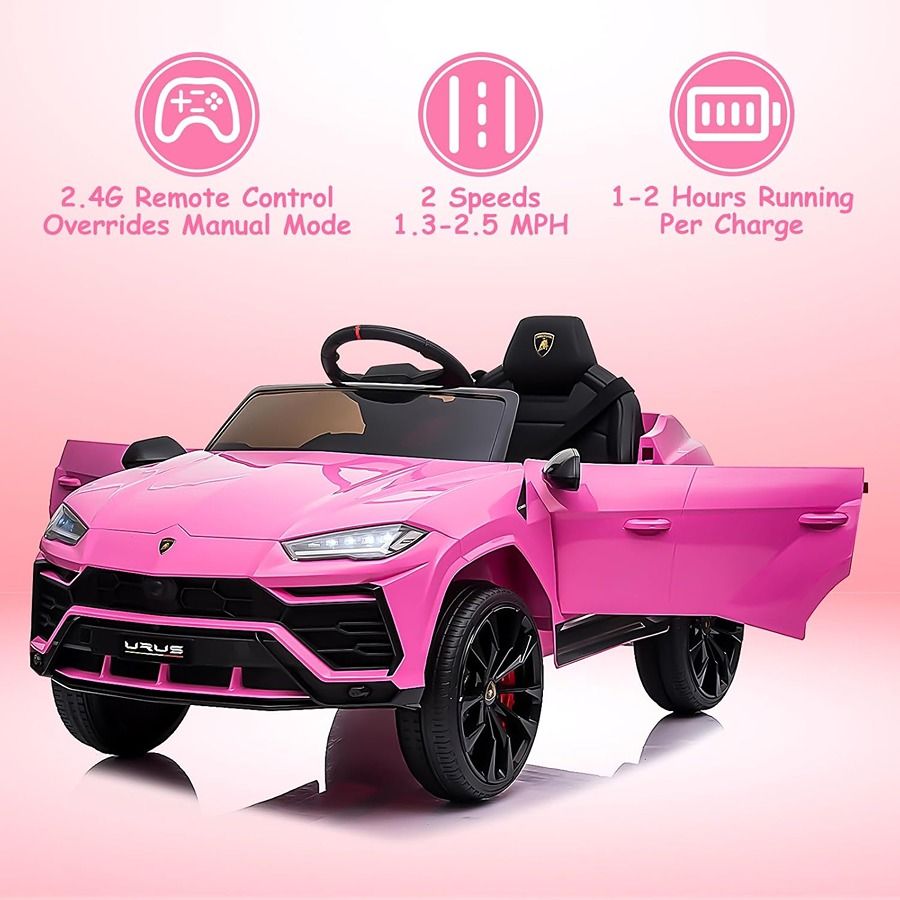 Factual Toys - Officially Licensed Lamborghini Urus Kids Electric Ride On Car 12V - Pink