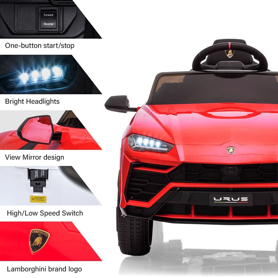 Factual Toys - Officially Licensed Lamborghini Urus Kids Electric Ride On Car 12V - Red