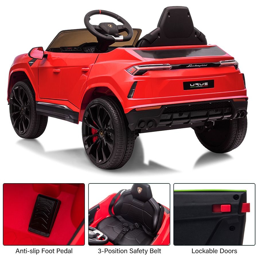 Factual Toys - Officially Licensed Lamborghini Urus Kids Electric Ride On Car 12V - Red