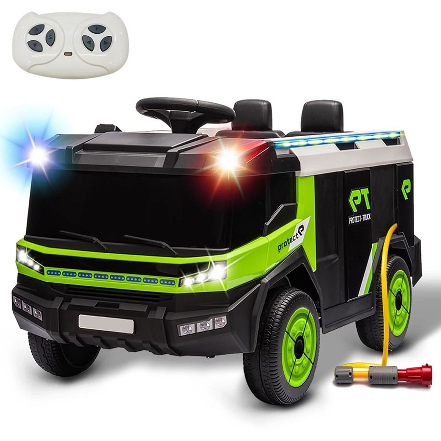 Factual Toys - Kids Battery Operated Ride-On Fire Truck 12V - Green