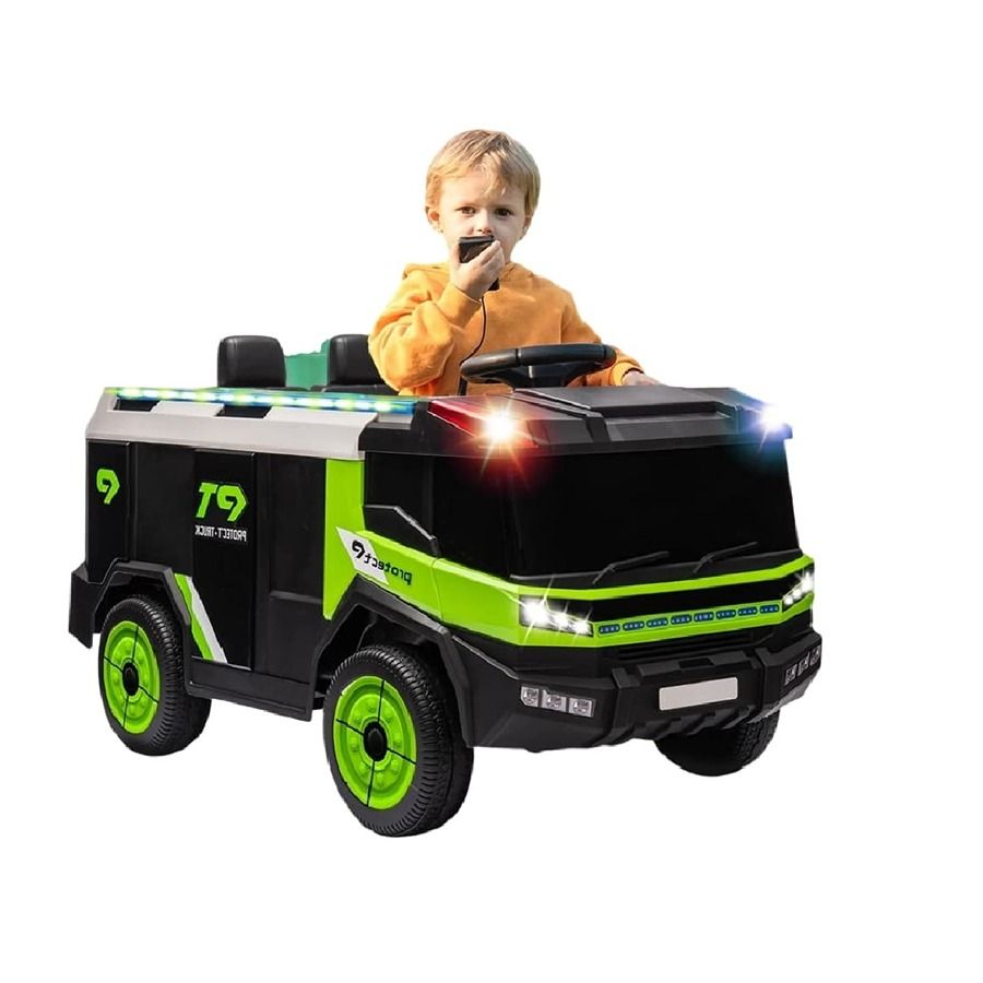 Factual Toys - Kids Battery Operated Ride-On Fire Truck 12V - Green