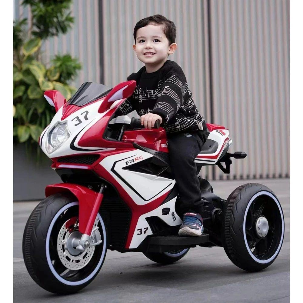 Factual Toys - 3 Wheel Kids Electric Motorcycle W/ Light 6V - Red