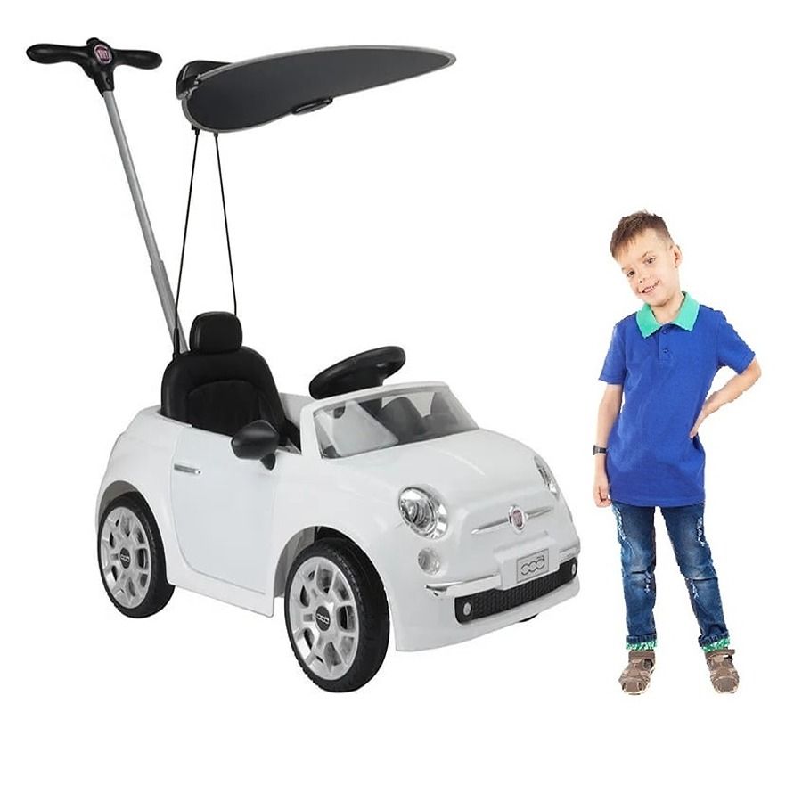 Factual Toys - Official Licensed Fiat 3-In-1 Kids Pusher With Canopy - White