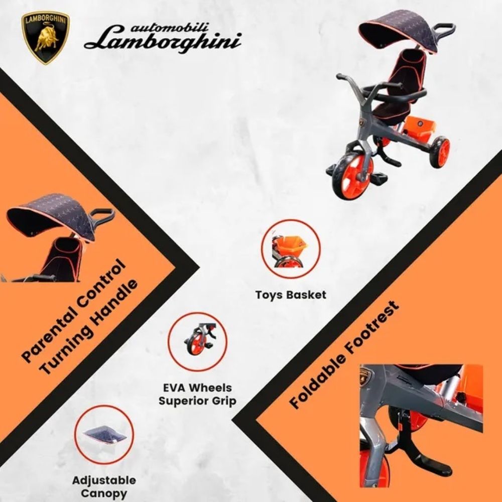 Factual Toys - Lamborghini 3-in-1 Stroller Tricycle - Orange