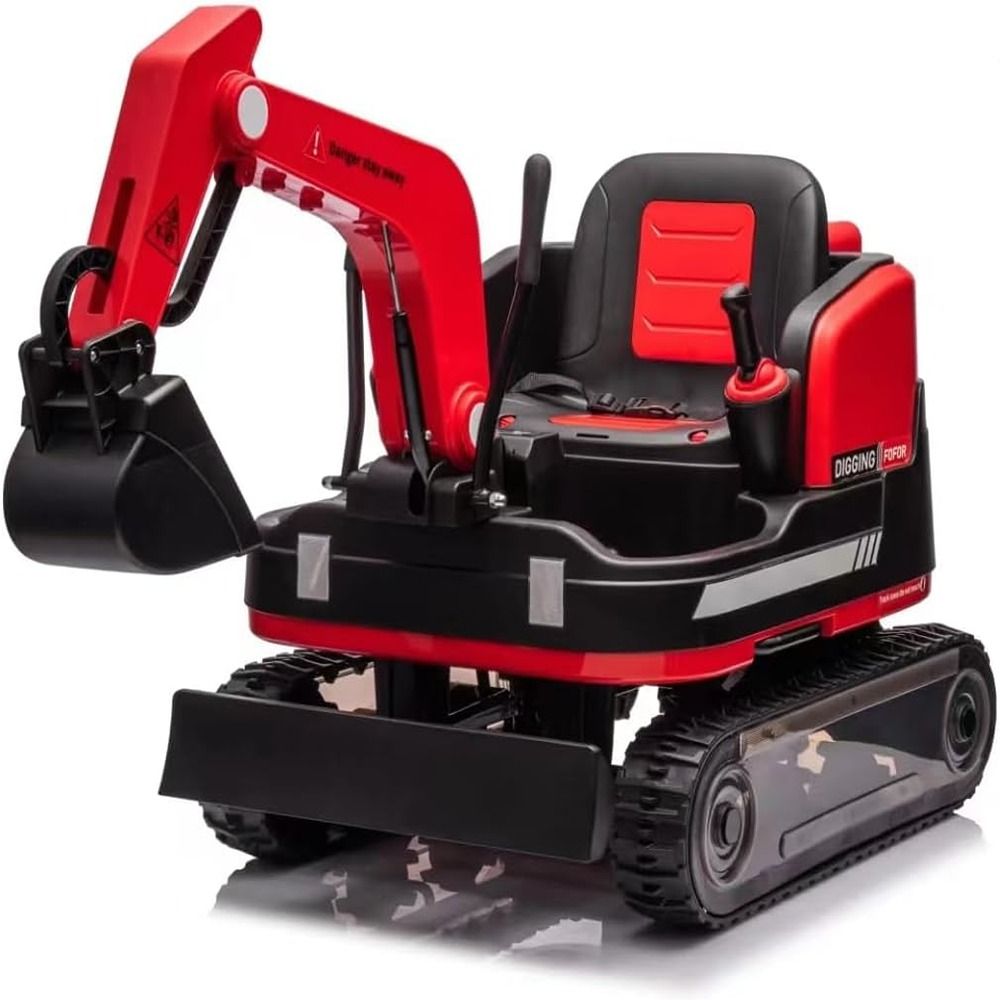 FACTUAL TOYS - Kids Ride On Excavator, 360° Multi-Terrain with Remote-Control 12V - Red