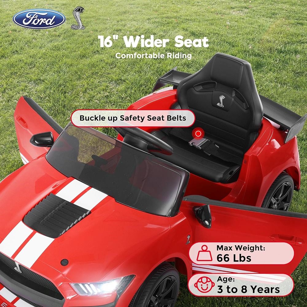 Factual Toys - Ford Mustang Battery Operated Kids Ride-On Car - 12V - Red