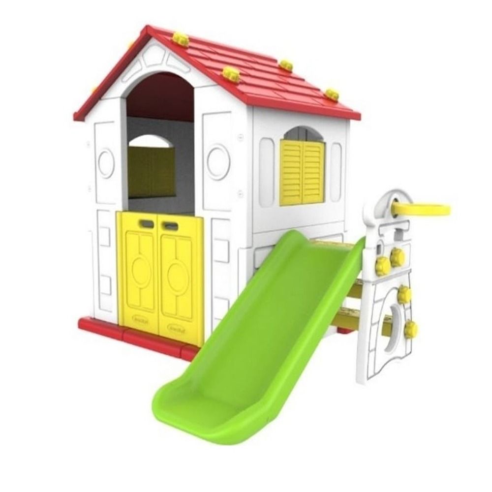 FACTUAL TOYS - Sunshine Playhouse With Slide & Hoops