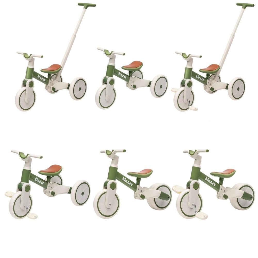 Factual Toys - 3 In 1 Toddler Balance Tricycle With Removable Pedal, Adjustable Pushrod Length, Perfect Gift For Boys & Girls - Green