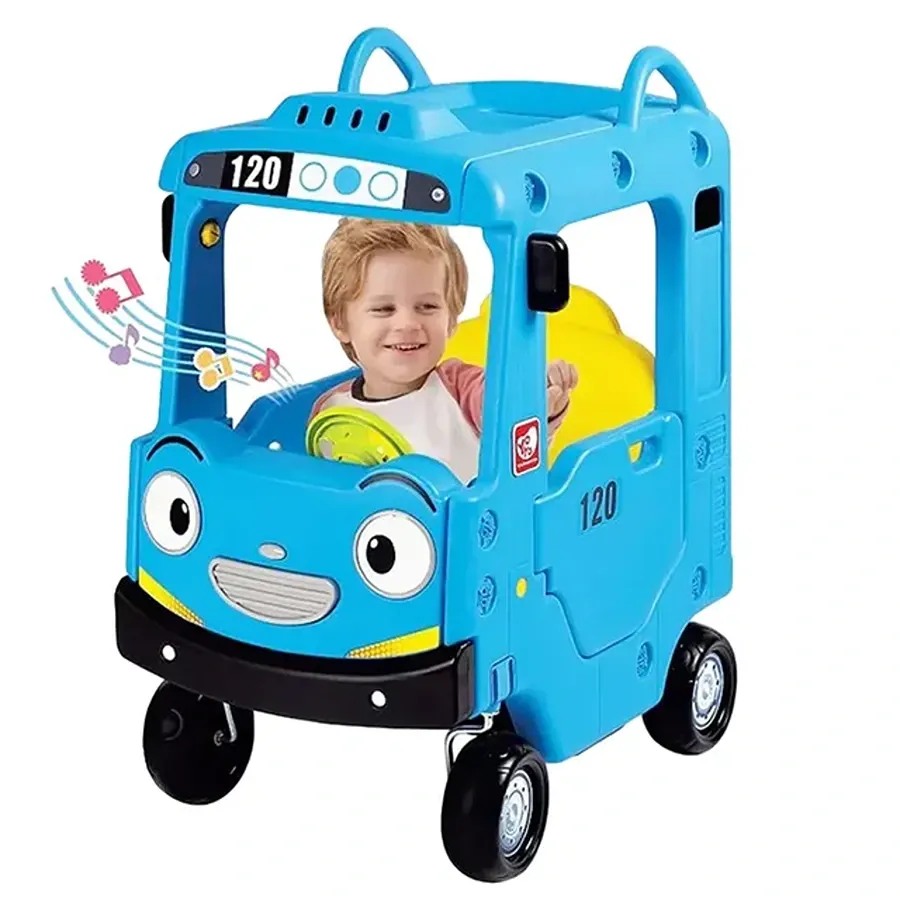 Factual Toys - Little Bus Tayo Roof Car Ride Indoor Car Kids - Blue