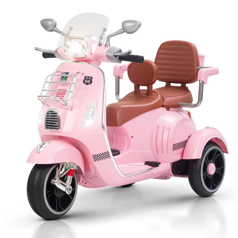 Factual Toys - Battery Operated Kids Dual Seat Ride-On Bike - 12V - Pink