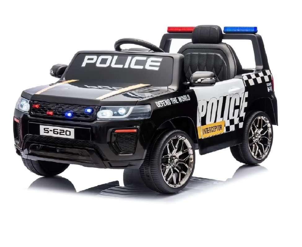 Factual Toys - Police Kids Power Riding Battery Operated Ride On Car - 12V - Black